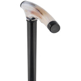 French Two-Tone Blonde Carved Horn Fritz: Cane Ebony Shaft Horn Handle Walking Canes - Tophatter Daily Deals