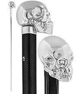 French Chrome Skull Handle Sword Stick: Carbon Fiber Shaft Skull Walking Canes Dragon Walking Canes - Tophatter Daily Deals