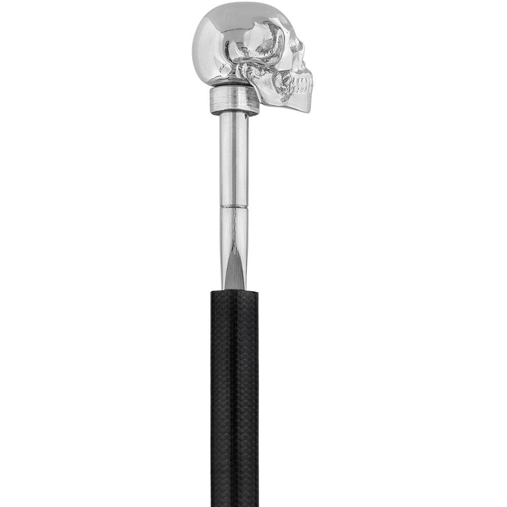 French Chrome Skull Handle Sword Stick: Carbon Fiber Shaft Skull Walking Canes Dragon Walking Canes - Tophatter Daily Deals
