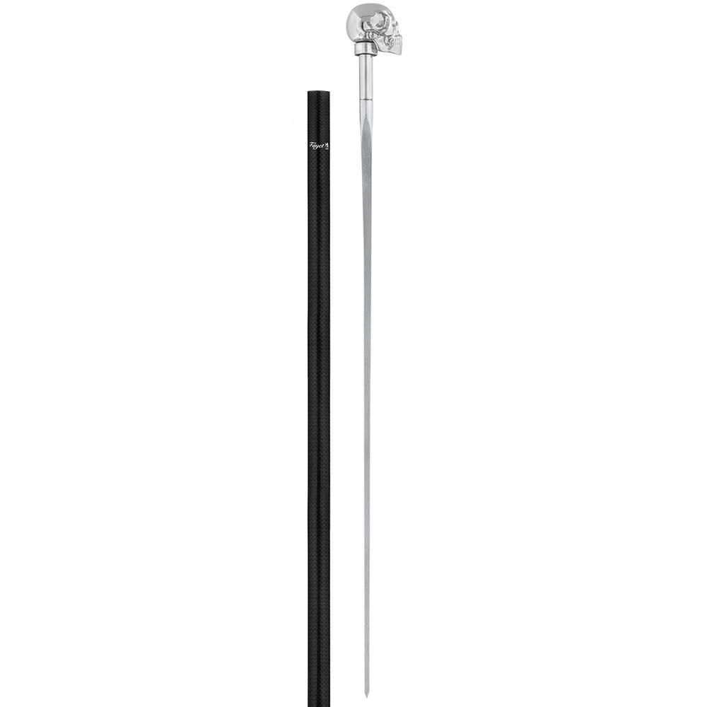 French Chrome Skull Handle Sword Stick: Carbon Fiber Shaft Skull Walking Canes Dragon Walking Canes - Tophatter Daily Deals