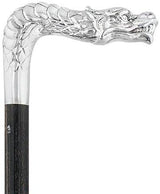 Dragon Cane Silver Plated Fritz Handle w/ Carbon Fiber Shaft Skull Walking Canes Dragon Walking Canes - Tophatter Daily Deals