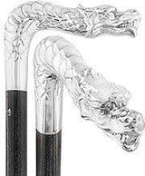 Dragon Cane Silver Plated Fritz Handle w/ Carbon Fiber Shaft Skull Walking Canes Dragon Walking Canes - Tophatter Daily Deals