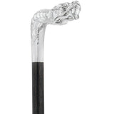 Dragon Cane Silver Plated Fritz Handle w/ Carbon Fiber Shaft Skull Walking Canes Dragon Walking Canes - Tophatter Daily Deals