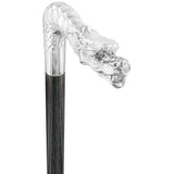 Dragon Cane Silver Plated Fritz Handle w/ Carbon Fiber Shaft Skull Walking Canes Dragon Walking Canes - Tophatter Daily Deals