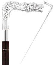 French Dragon Sword Cane: Silver Plated Fritz, Stamina Wood Skull Walking Canes Dragon Walking Canes - Tophatter Daily Deals