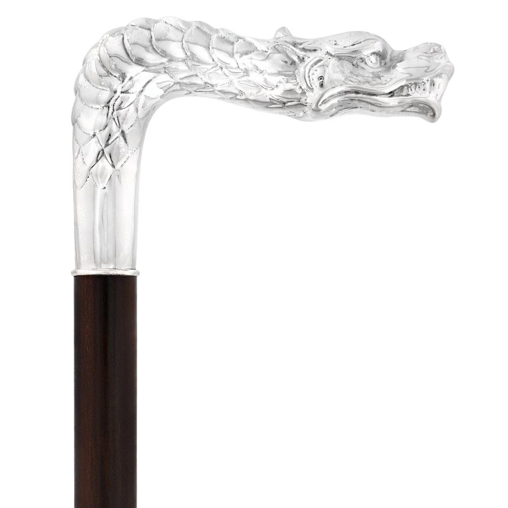 French Dragon Sword Cane: Silver Plated Fritz, Stamina Wood Skull Walking Canes Dragon Walking Canes - Tophatter Daily Deals