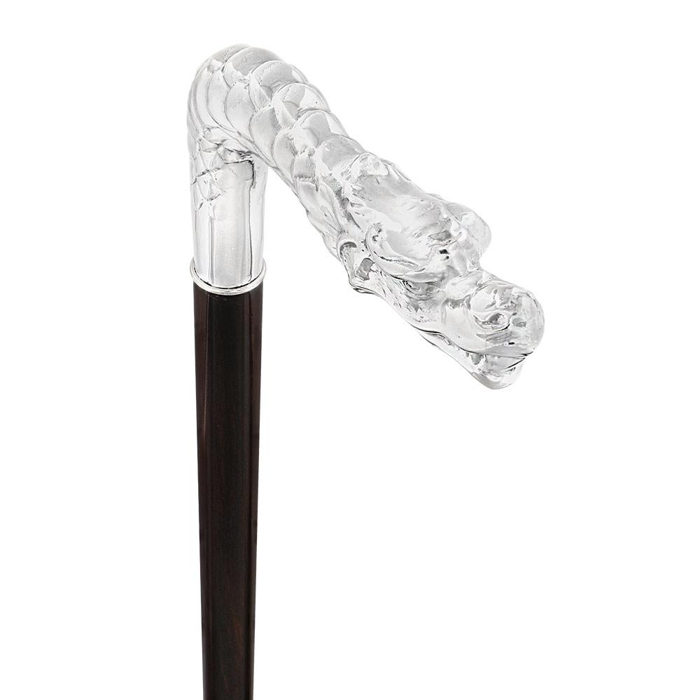 French Dragon Sword Cane: Silver Plated Fritz, Stamina Wood Skull Walking Canes Dragon Walking Canes - Tophatter Daily Deals