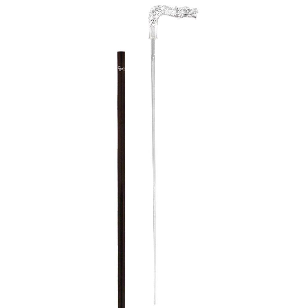French Dragon Sword Cane: Silver Plated Fritz, Stamina Wood Skull Walking Canes Dragon Walking Canes - Tophatter Daily Deals