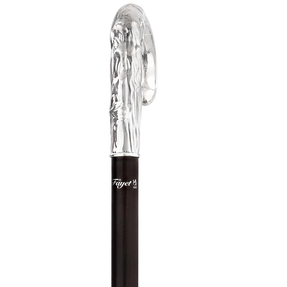 French Eve & Snake Silver Plated Cane: Carbon Fiber Shaft Snake Walking Canes - Tophatter Daily Deals