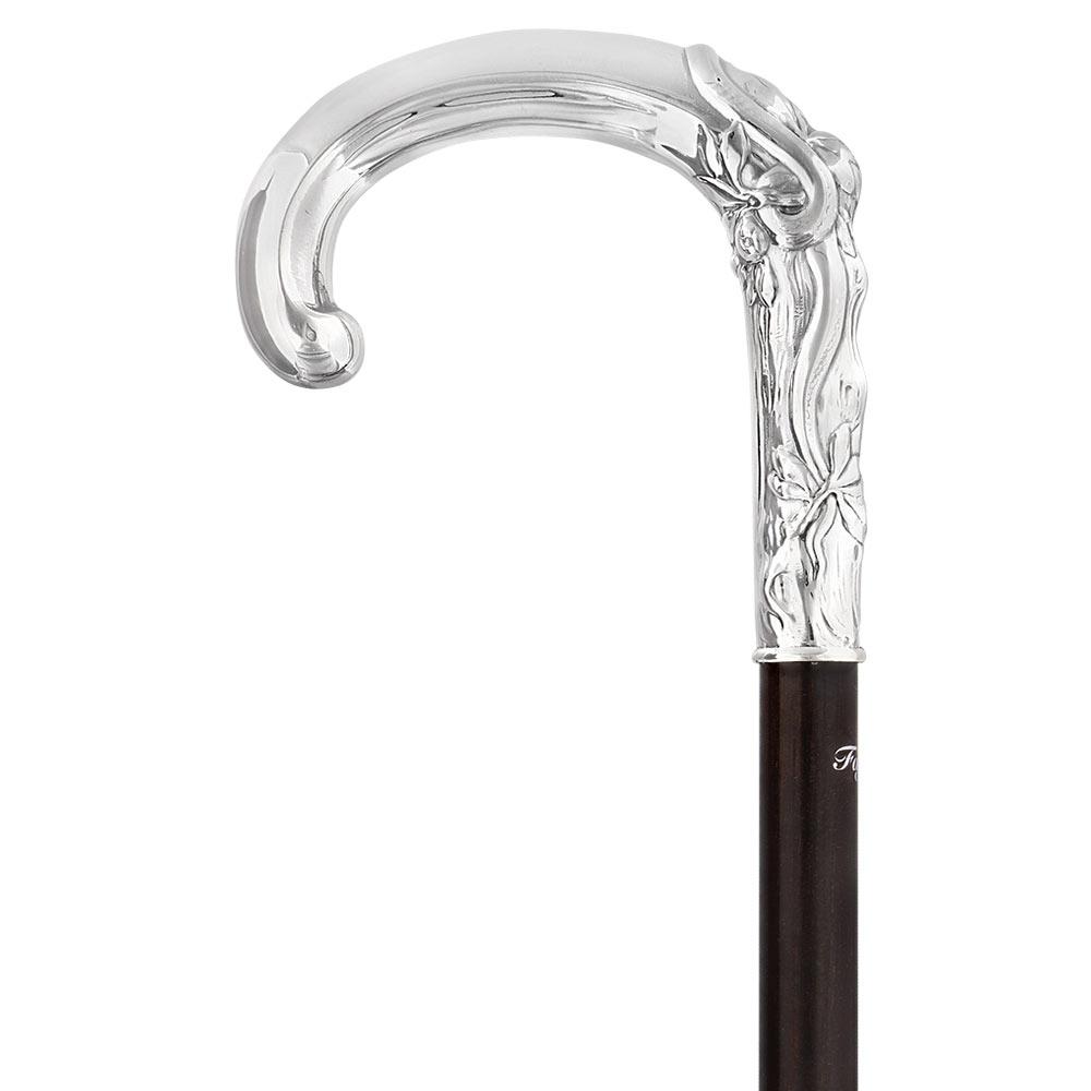 French Eve & Snake Silver Plated Cane: Carbon Fiber Shaft Snake Walking Canes - Tophatter Daily Deals