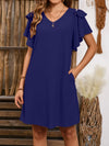 V-Neck Flutter Sleeve Mini Dress Navy Casual Dresses - Tophatter Daily Deals