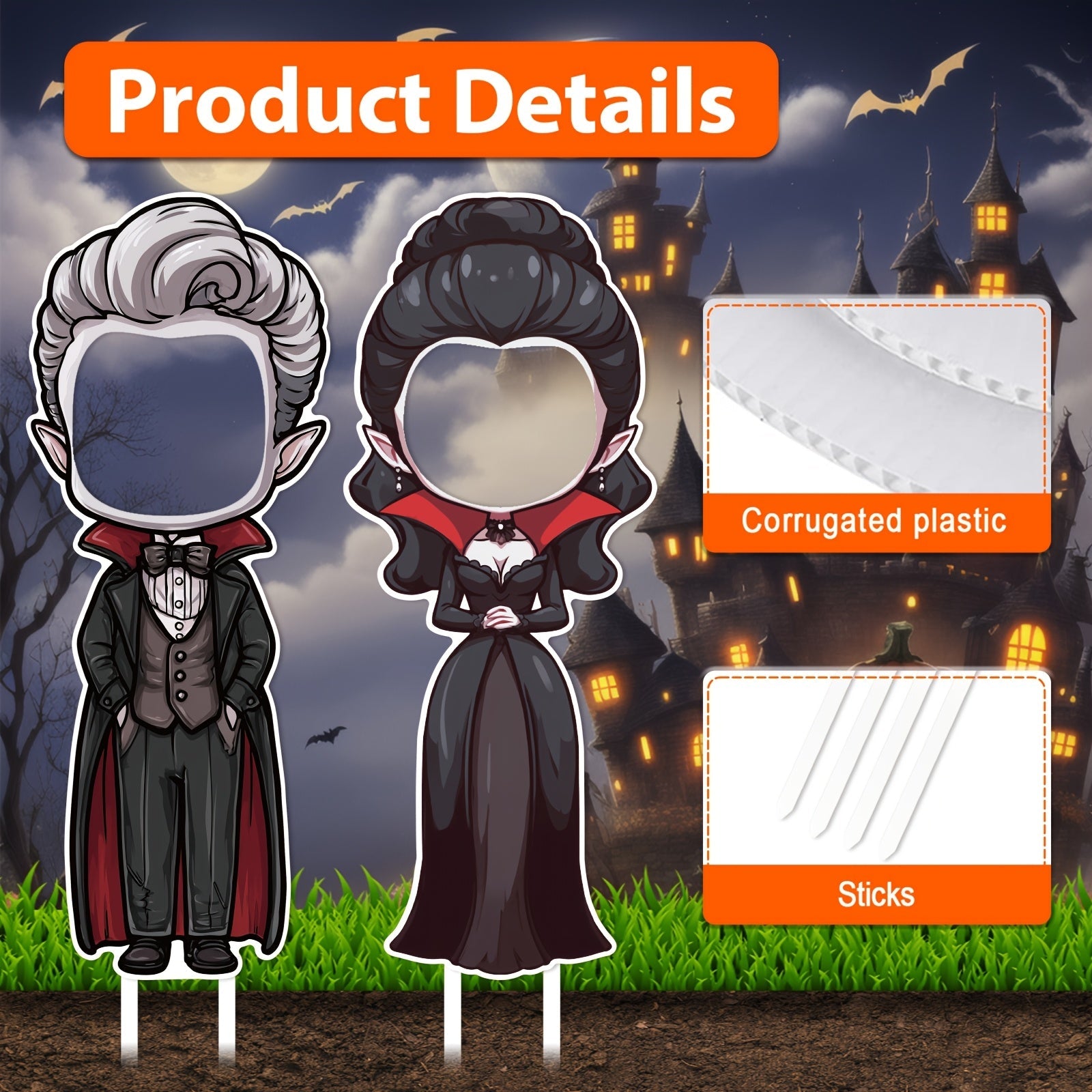 Halloween Vampire Yard Stake Sign (2pcs) Halloween - Tophatter Daily Deals