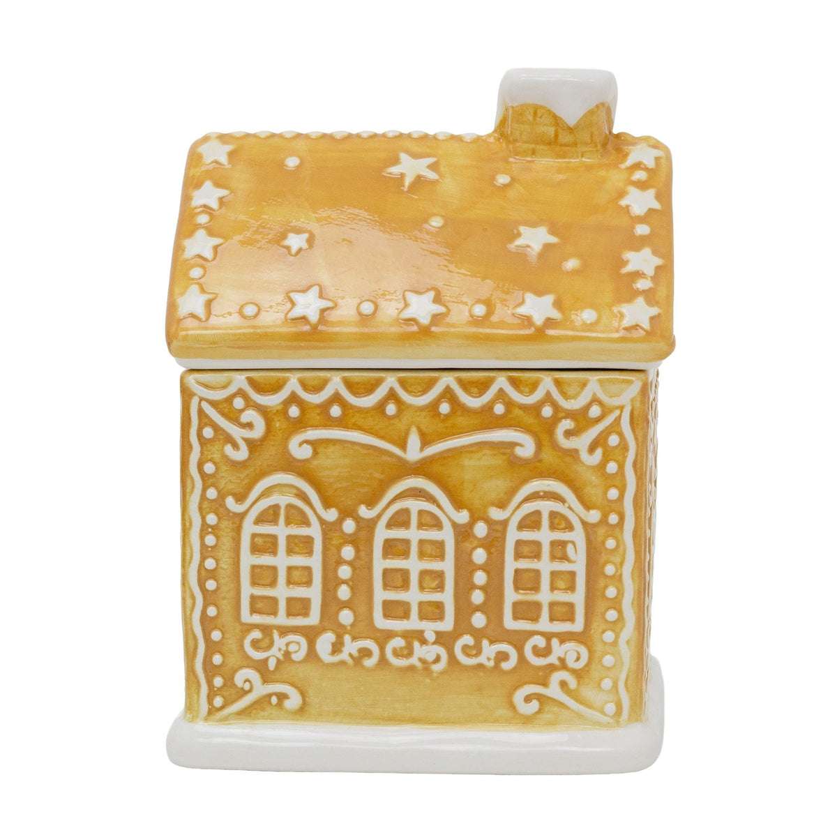 Gingerbread House Cookie Jar | Christmas Ceramic Biscuit Barrel with Lid - 23cm Jar - Tophatter Daily Deals