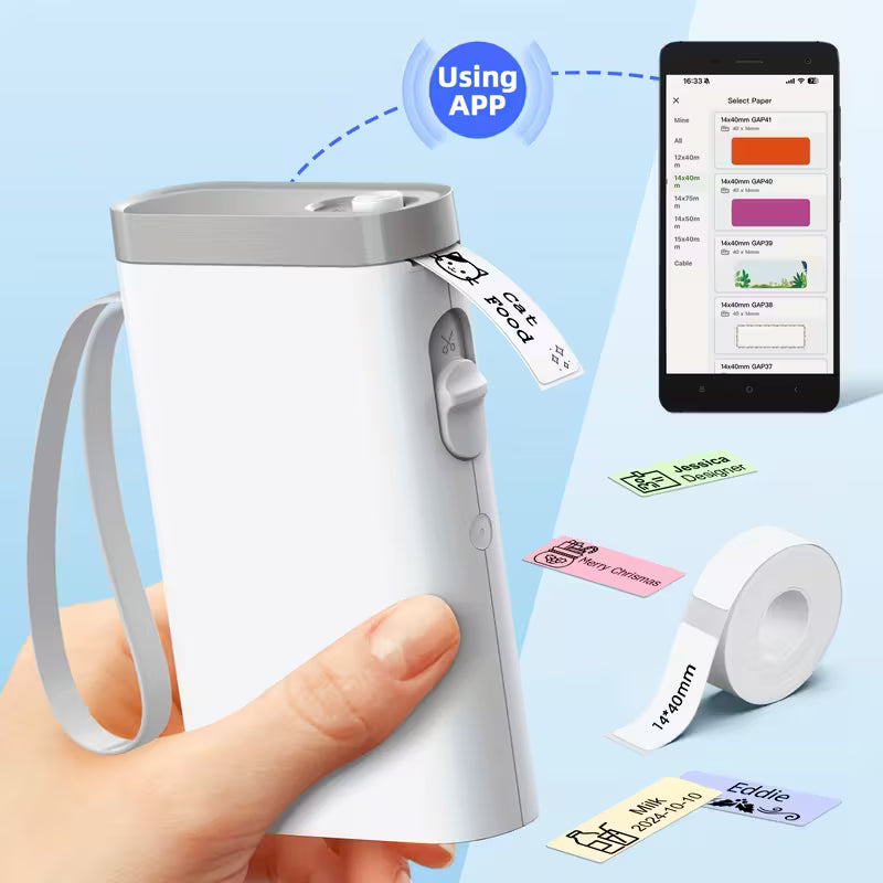 Heat Label Maker P21 Wireless Thermal Label Maker – Portable USB Printer with Paper Rol ...