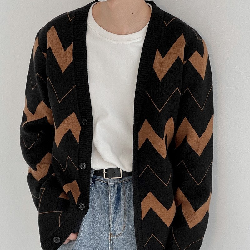 Oversized Men's Cardigan - Open Front, Knit, Casual Black 3D Changing Face Moving Picture Frame - Tophatter Daily Deals