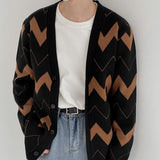Oversized Men's Cardigan - Open Front, Knit, Casual Black 3D Changing Face Moving Picture Frame - Tophatter Daily Deals