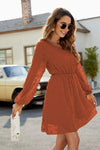 Swiss Dot V-Neck Lantern Sleeve Mini Dress Casual Dresses - Tophatter Daily Deals