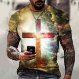 3D Printing Hip Hop Loose Short Sleeve Streetwear Plus Size Men's Knitwear Ivory White 0 - Tophatter Daily Deals