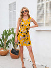 Tied Polka Dot V-Neck Dress Casual Dresses - Tophatter Daily Deals