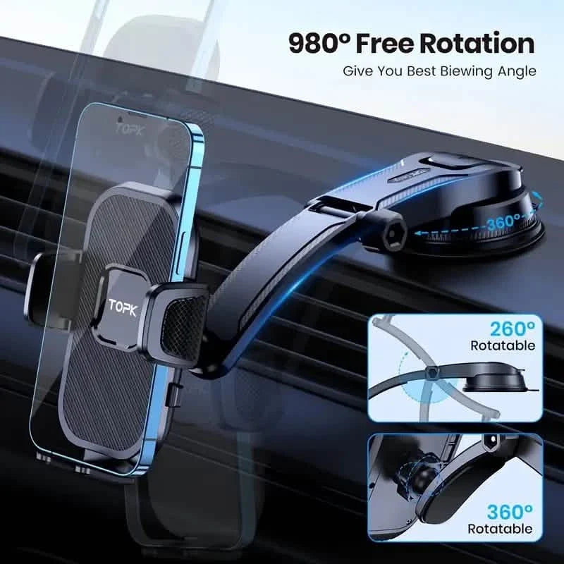 TOPK D38C Car Phone Holder – Adjustable Dashboard Mount Phone Mounts & Holders - Tophatter Daily Deals