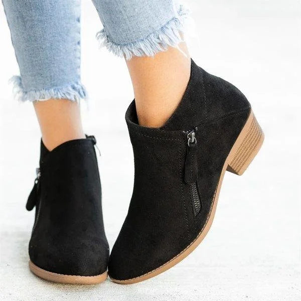 Supportive Women’s Ankle Boots - Side Zip, Suede, Casual - Tophatter Daily Deals