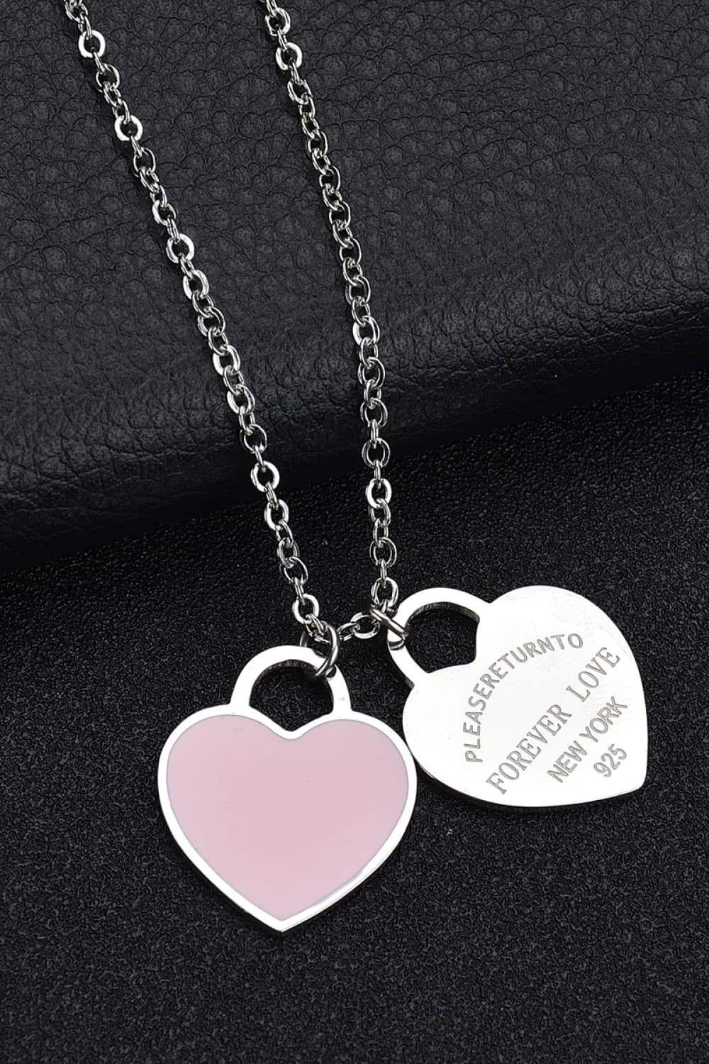 Heart Pendant Stainless Steel Necklace Pink Silver One Size Necklaces - Tophatter Daily Deals