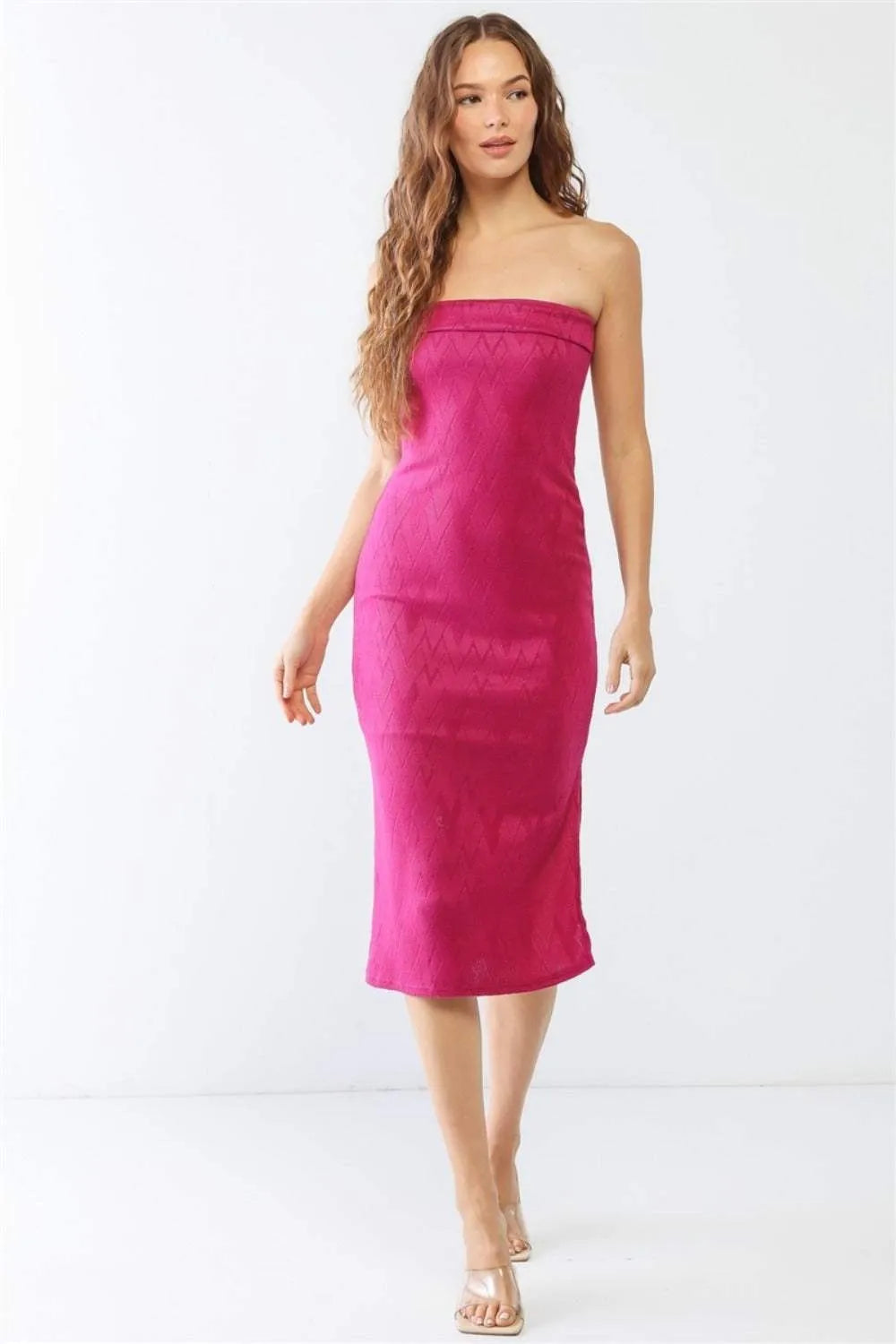Le Lis Geometric Print Strapless Side Slit Dress Casual Dresses - Tophatter Daily Deals