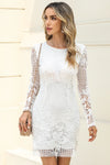 Round Neck Long Sleeve Lace Dress Casual Dresses - Tophatter Daily Deals