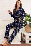 Star Print Button-Up Shirt and Pants Lounge Set Loungewear Sets - Tophatter Daily Deals