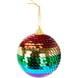 Rainbow Sequin Christmas Bauble | Multicoloured Christmas Tree Ornament - 7cm Baubles - Tophatter Daily Deals