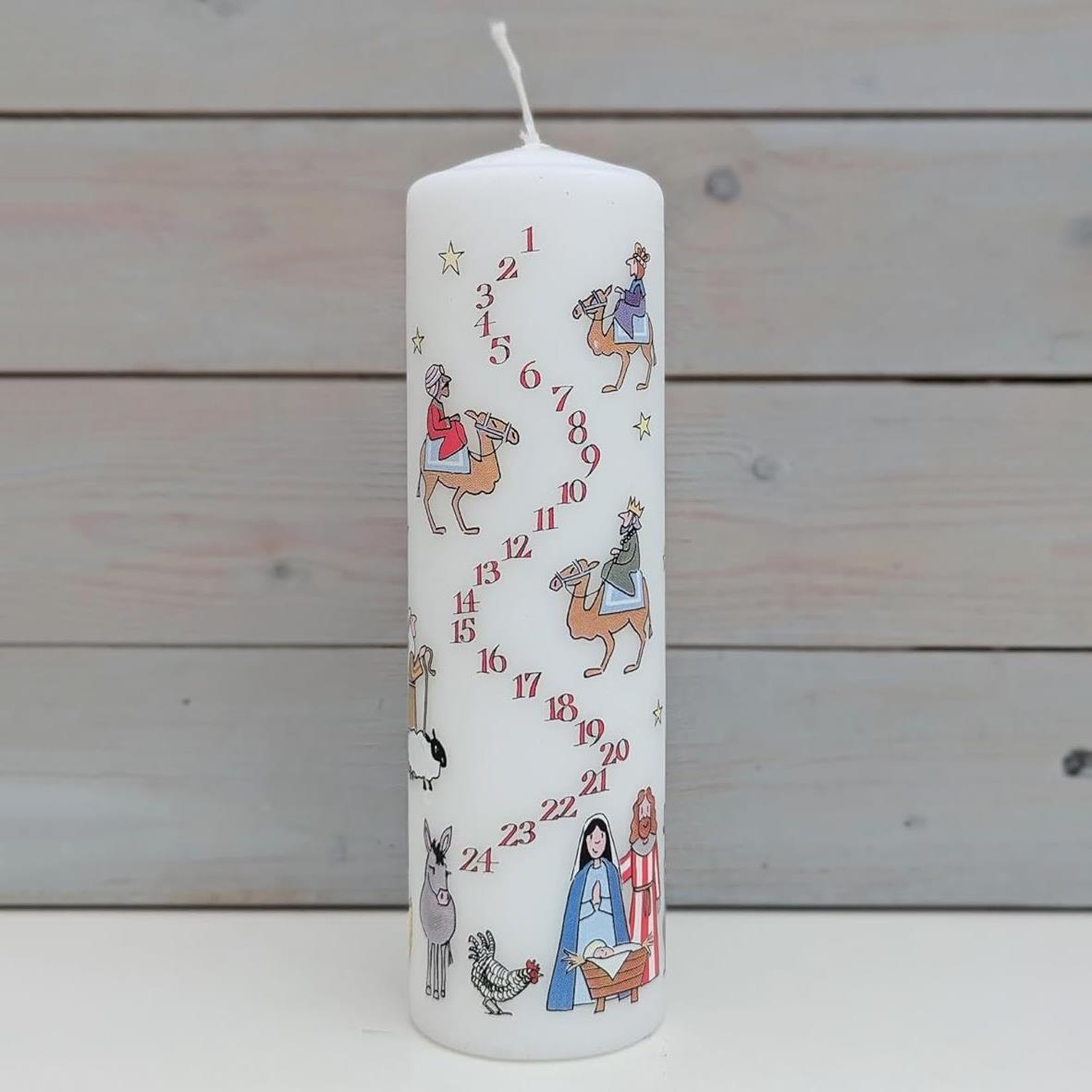 Traditional Countdown To Christmas Advent Candle | Christmas Nativity Pillar Advent Candle With Numbers | Advent Christmas Candle Festive Pillar Candle Advent Candle - Tophatter Daily Deals