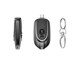 2 In 1 Mini Keychain Power Bank Keyring Hanging Buckle 2 Output Interfaces 5V 1200MAH Backup Power Bank Retractable Plug Waterproof Phone Charging Accessories Black USB 0 - Tophatter Daily Deals