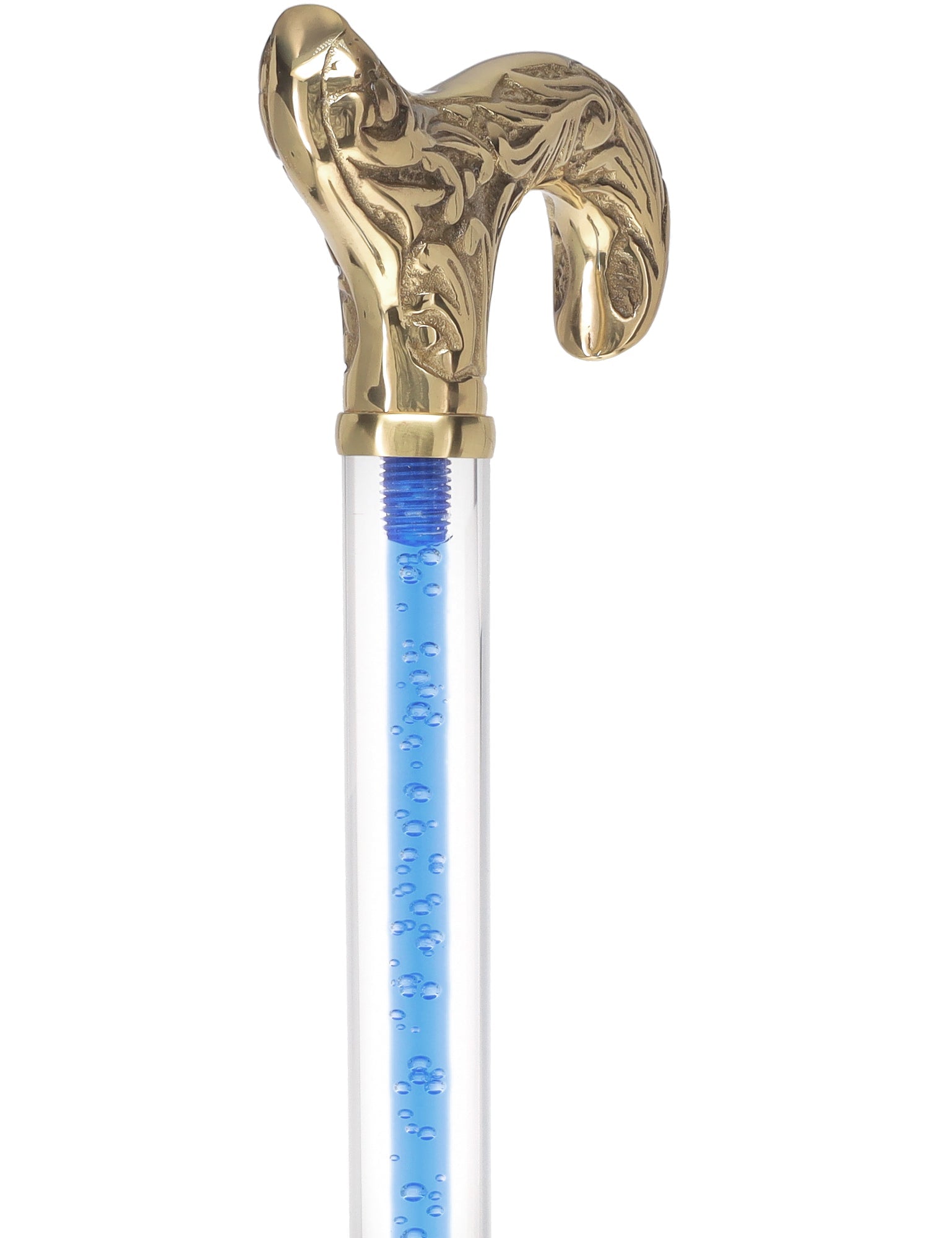 Color Crystal Elegance Brass Derby Cane with Invisible Acrylic Shaft Options Clear Lucite Walking Canes - Tophatter Daily Deals