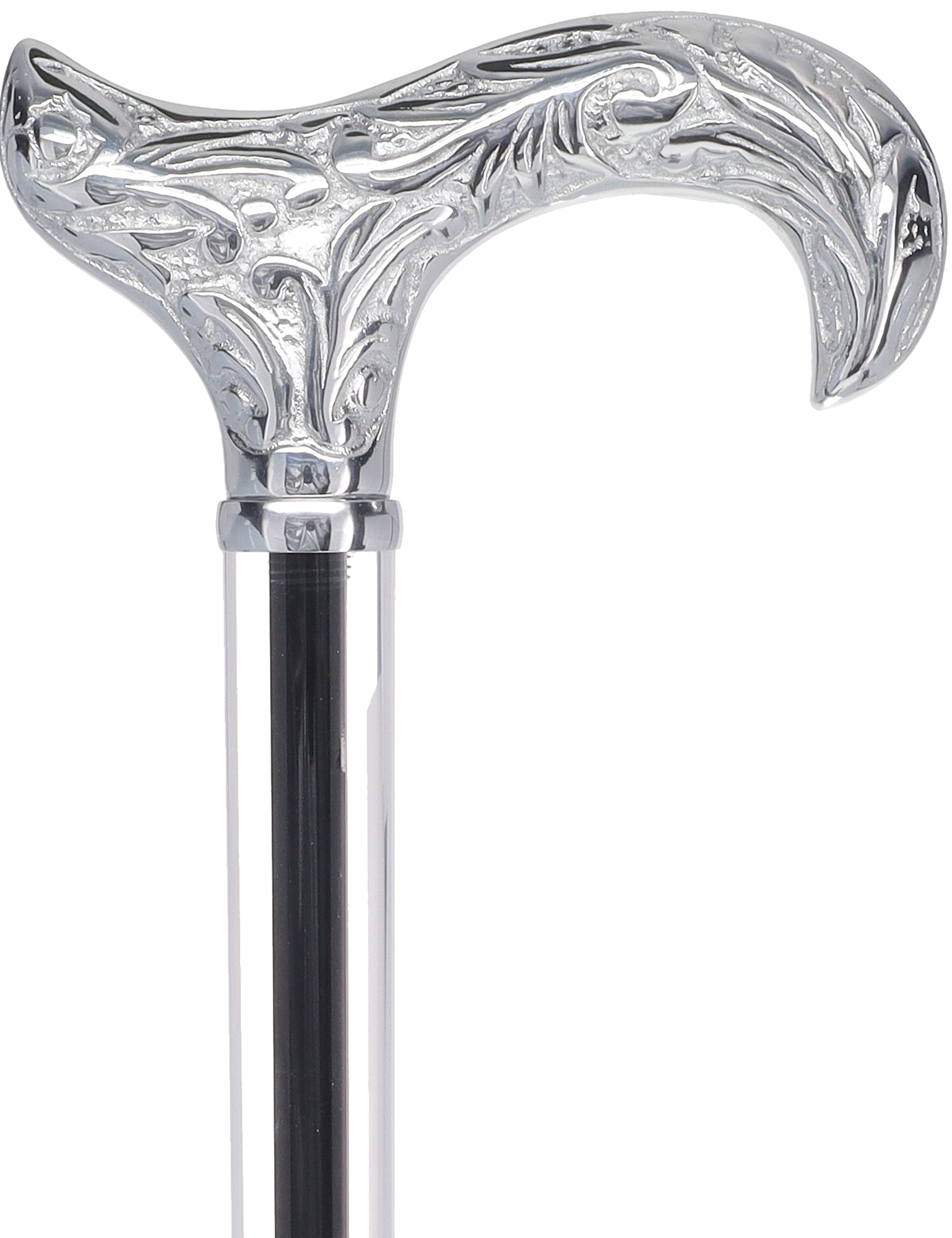 Flame Crystal Elegance Chrome Derby Cane with Invisible Acrylic Shaft Options Clear Lucite Walking Canes - Tophatter Daily Deals