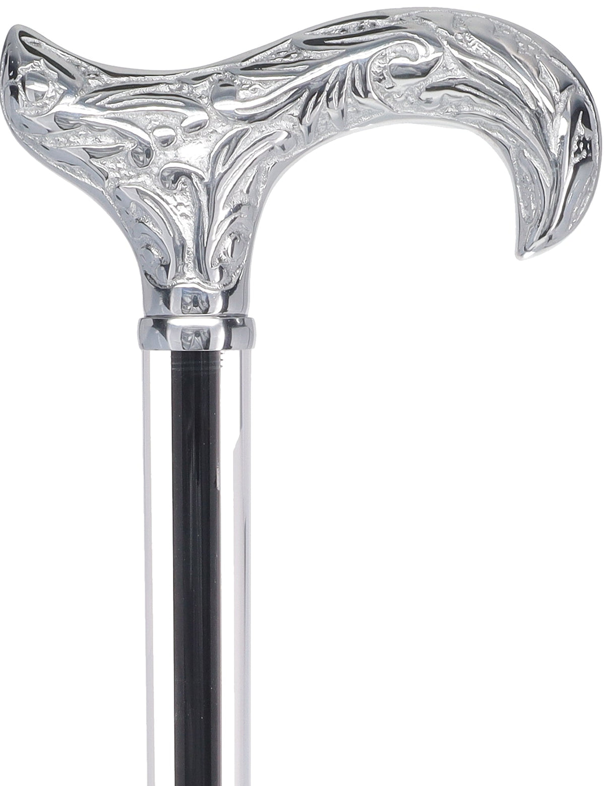 Flame Crystal Elegance Chrome Derby Cane with Invisible Acrylic Shaft Options Clear Lucite Walking Canes - Tophatter Daily Deals