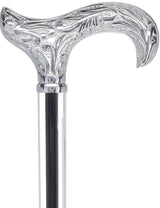 Flame Crystal Elegance Chrome Derby Cane with Invisible Acrylic Shaft Options Clear Lucite Walking Canes - Tophatter Daily Deals
