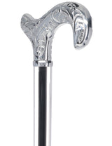 Flame Crystal Elegance Chrome Derby Cane with Invisible Acrylic Shaft Options Clear Lucite Walking Canes - Tophatter Daily Deals