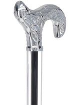 Flame Crystal Elegance Chrome Derby Cane with Invisible Acrylic Shaft Options Clear Lucite Walking Canes - Tophatter Daily Deals