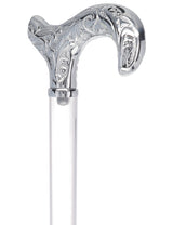 Flame Crystal Elegance Chrome Derby Cane with Invisible Acrylic Shaft Options Clear Lucite Walking Canes - Tophatter Daily Deals