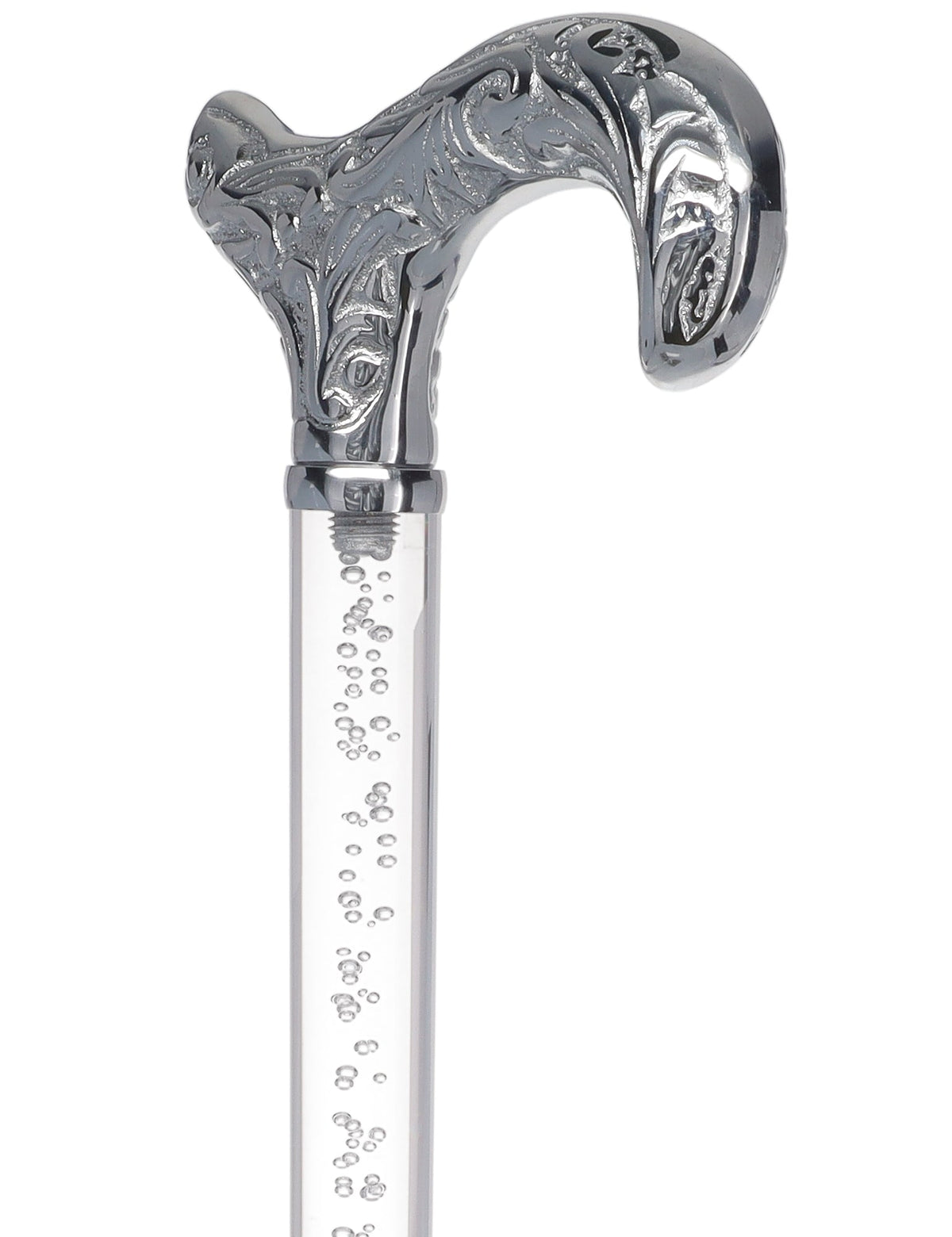 Crystal Elegance Chrome Derby Cane with Invisible Acrylic Shaft Options Clear Lucite Walking Canes - Tophatter Daily Deals