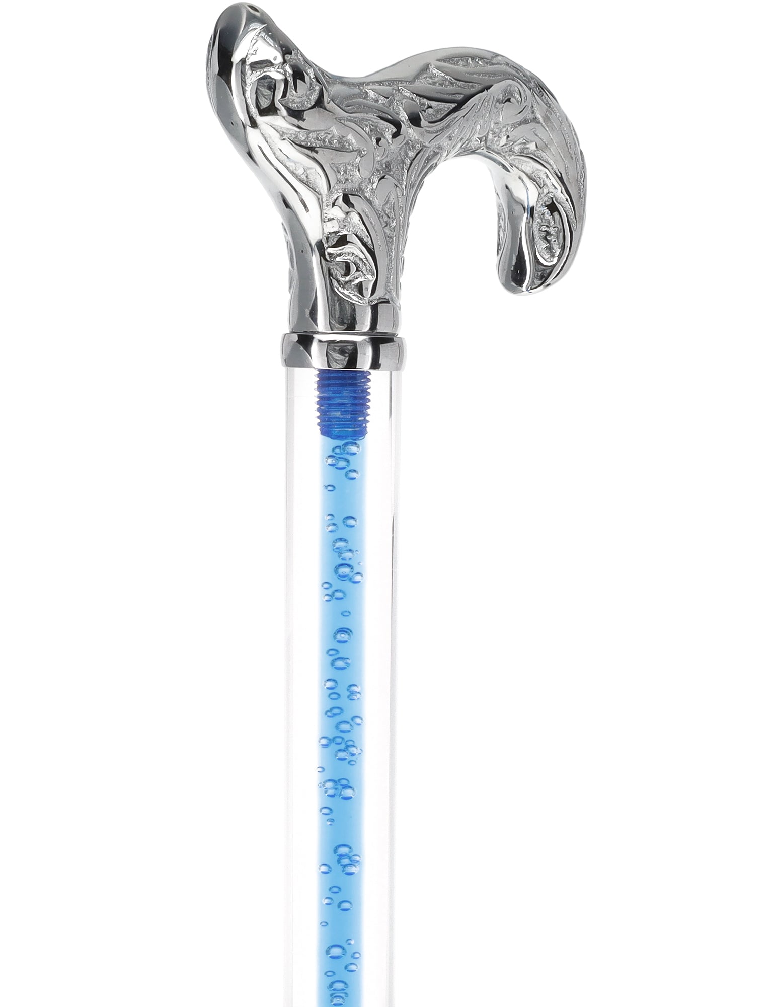 Color Crystal Elegance Chrome Derby Cane with Invisible Acrylic Shaft Options Clear Lucite Walking Canes - Tophatter Daily Deals