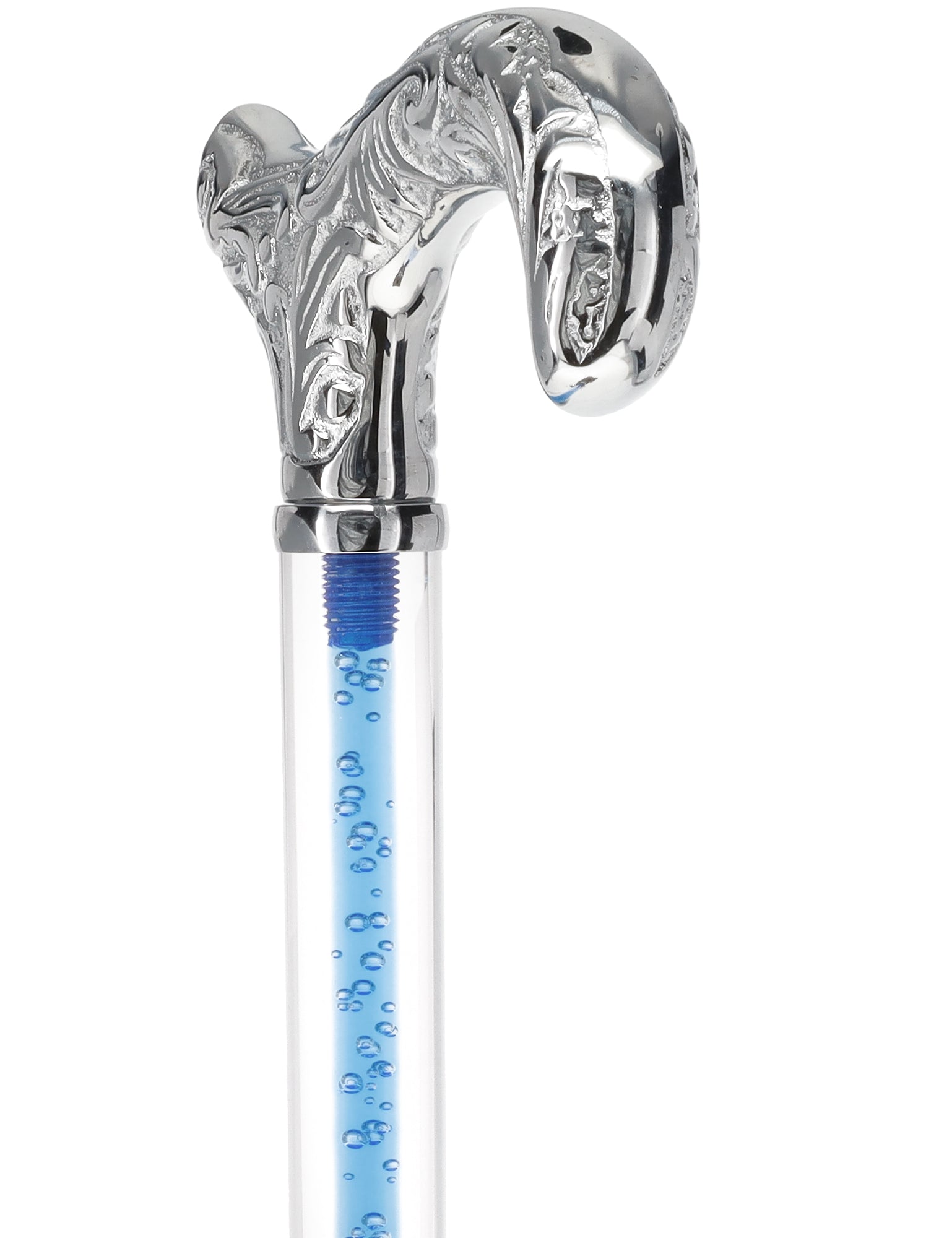Color Crystal Elegance Chrome Derby Cane with Invisible Acrylic Shaft Options Clear Lucite Walking Canes - Tophatter Daily Deals