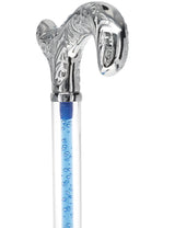 Color Crystal Elegance Chrome Derby Cane with Invisible Acrylic Shaft Options Clear Lucite Walking Canes - Tophatter Daily Deals