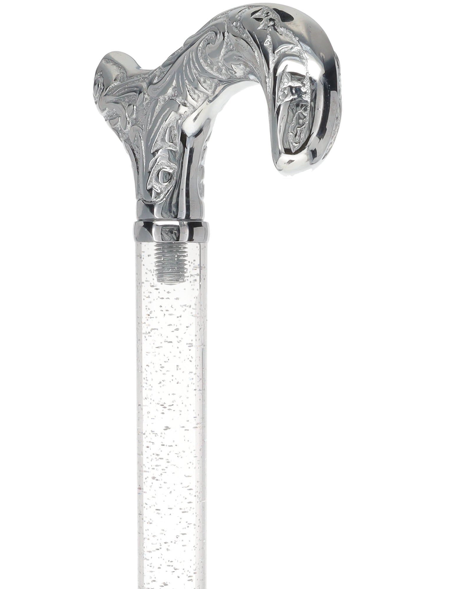 Crystal Elegance Chrome Derby Cane with Invisible Acrylic Shaft Options Clear Lucite Walking Canes - Tophatter Daily Deals