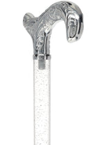 Crystal Elegance Chrome Derby Cane with Invisible Acrylic Shaft Options Clear Lucite Walking Canes - Tophatter Daily Deals