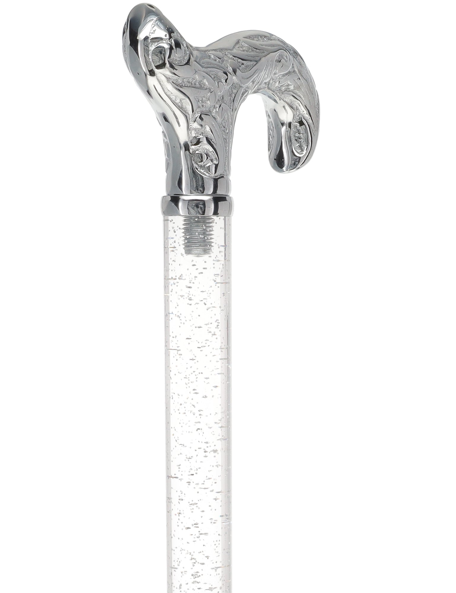 Crystal Elegance Chrome Derby Cane with Invisible Acrylic Shaft Options Clear Lucite Walking Canes - Tophatter Daily Deals
