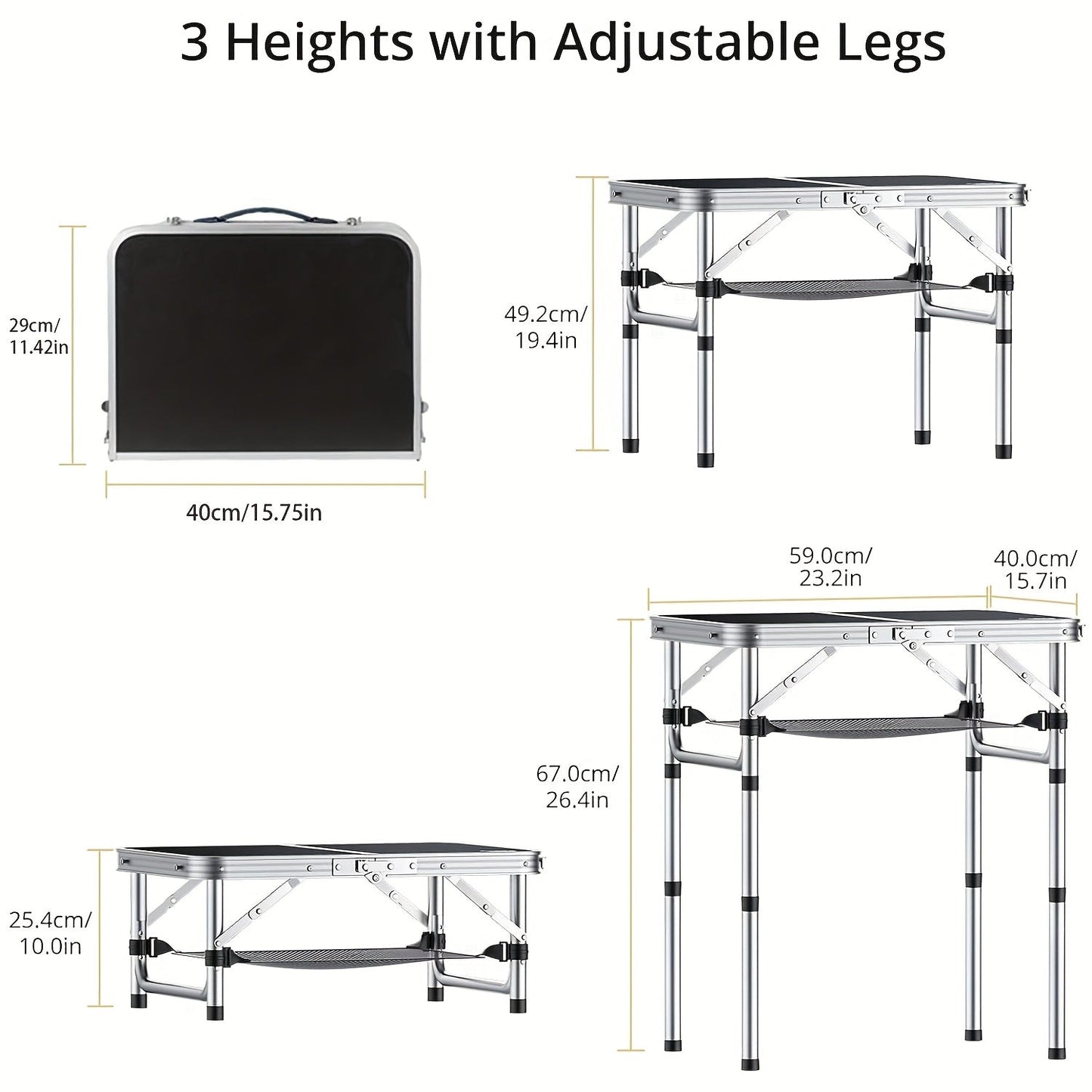 Folding Camping Table Adjustable Height Outdoor Recreation > Camping > Camp Furniture - Tophatter Daily Deals