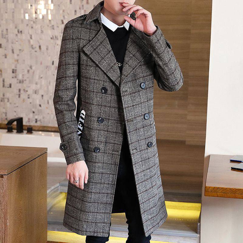 Fitted Men's Trench Coat - Double Breasted Polyester 3D Changing Face Moving Picture Frame - Tophatter Daily Deals