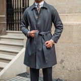 Warm Men’s Trench Coat - Single-Breasted Wool, Mid Thigh Dark Grey 3D Changing Face Moving Picture Frame - Tophatter Daily Deals