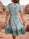 Printed V-Neck Flutter Sleeve Dress Casual Dresses - Tophatter Daily Deals